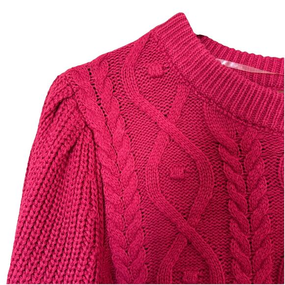 Women's Design 365 Pink Crew Neck Puff Sleeve Sweater Size Large Acrylic - Picture 3 of 13